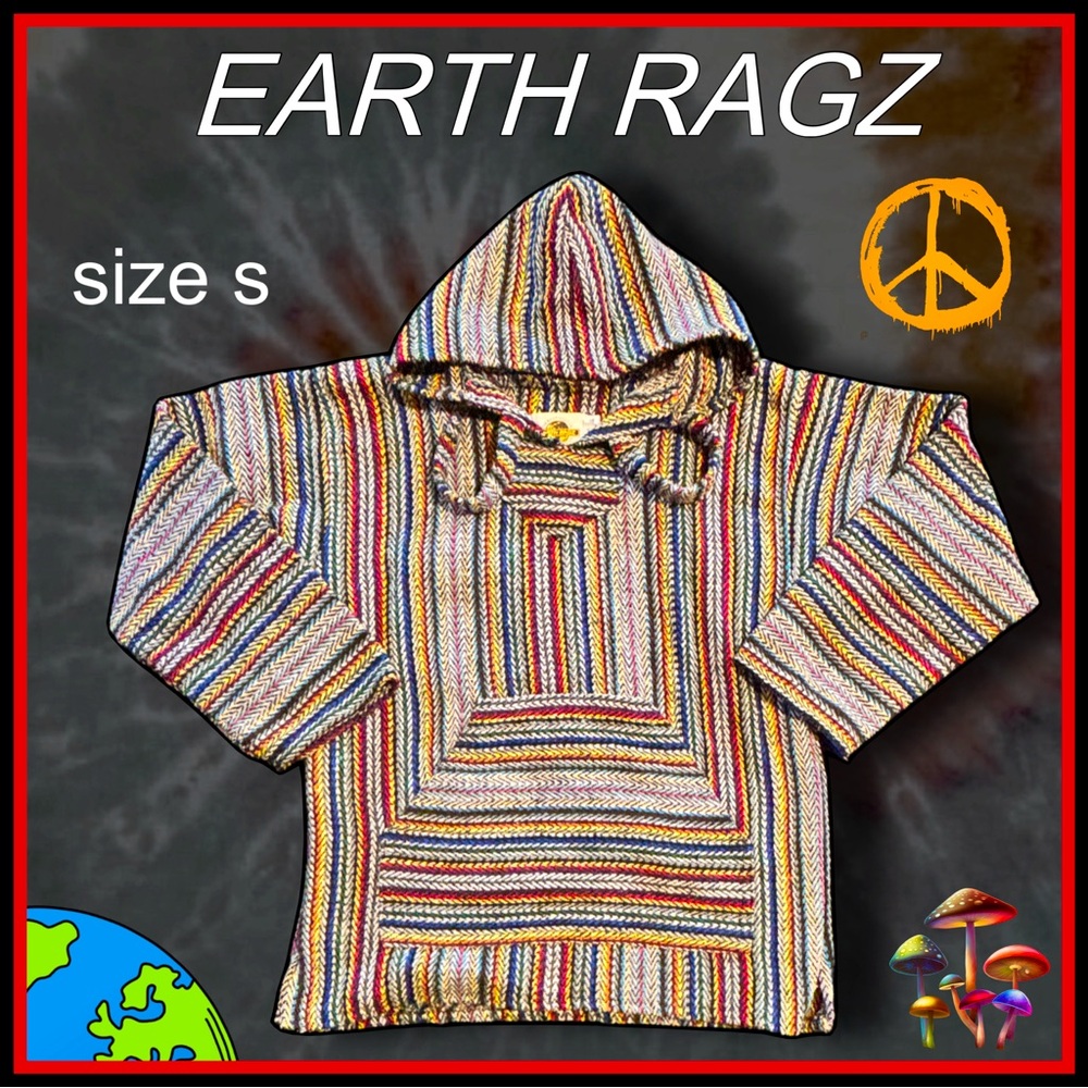 EARTH RAGZ multicolored hippie HOODIE size S